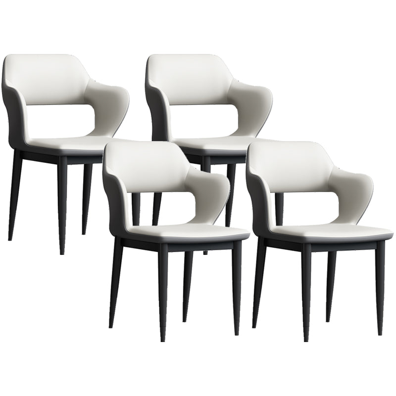 Sedia laterale aperta moderna in pelle imbottita sedia da pranzo senza braccio con base in metallo