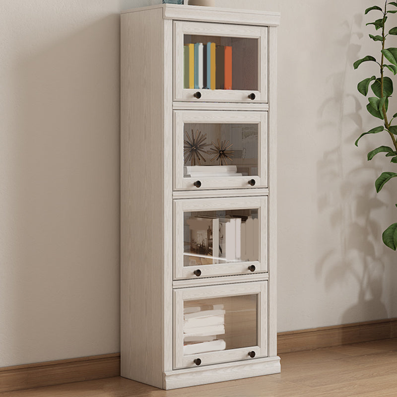 Contemporary Engineered Wood Bookcase White Standard Shelf with Doors 23.6"L x 13"W x 61.3"H Clearhalo 'Bookcases' 'furn' 'furn_bookcases' 'Furniture' 'Office Furniture' 6140340