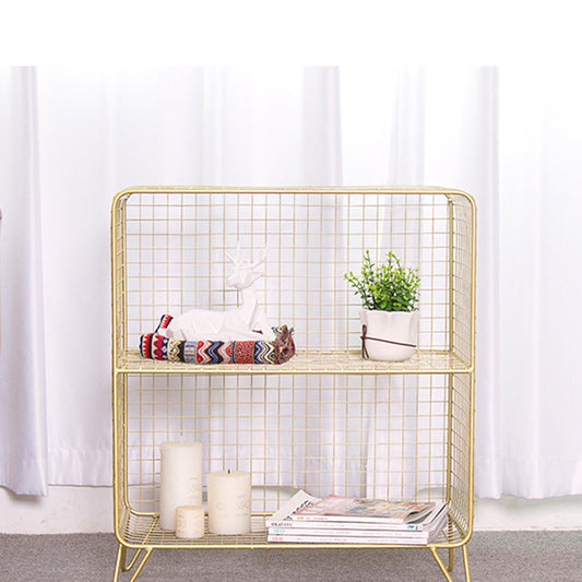 11" Wide Glam Shelf Bookcase Closed Back Gold Metal Bookcase Clearhalo 'Bookcases' 'furn' 'furn_bookcases' 'Furniture' 'Office Furniture' 6140359