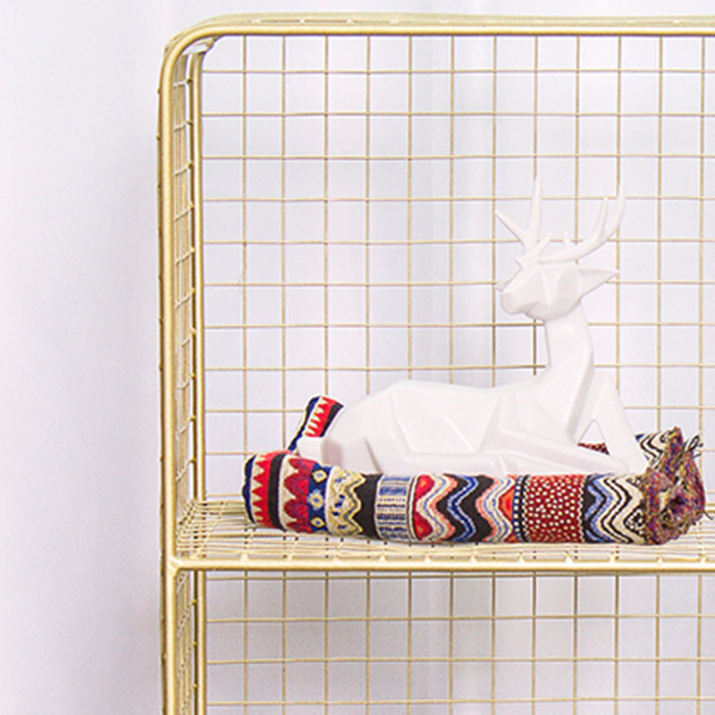 11" Wide Glam Shelf Bookcase Closed Back Gold Metal Bookcase Clearhalo 'Bookcases' 'furn' 'furn_bookcases' 'Furniture' 'Office Furniture' 6140360