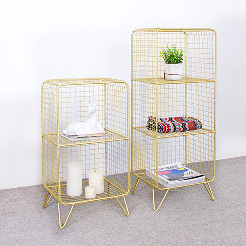 11" Wide Glam Shelf Bookcase Closed Back Gold Metal Bookcase Clearhalo 'Bookcases' 'furn' 'furn_bookcases' 'Furniture' 'Office Furniture' 6140365