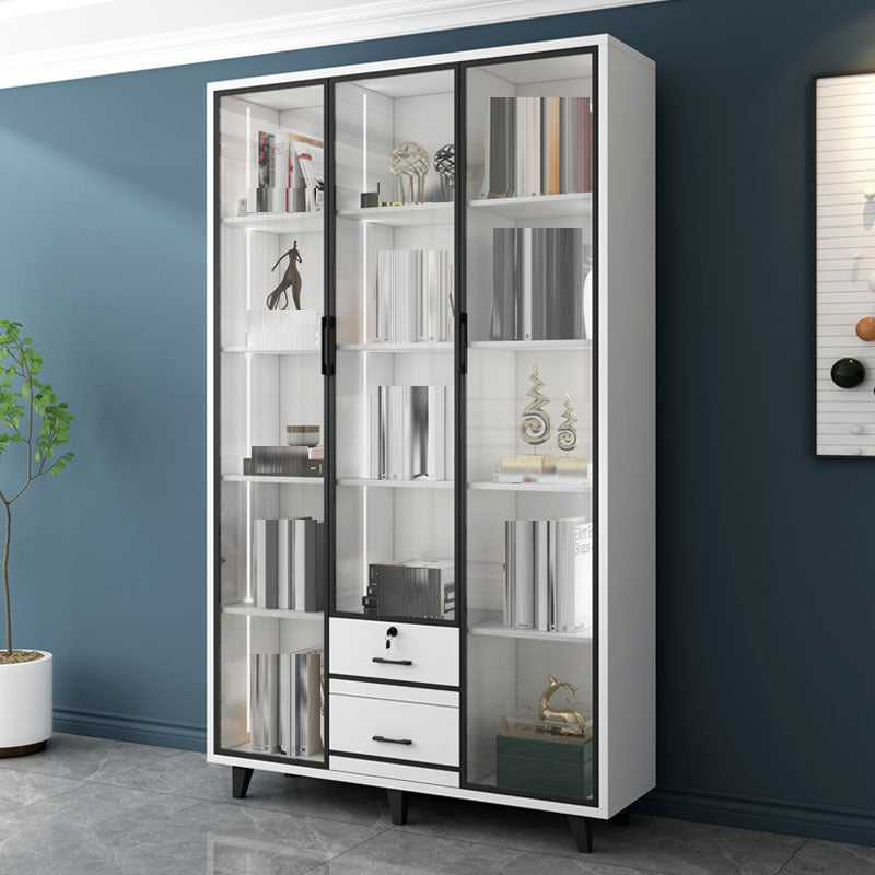 Eigentijdse boekenkast gesloten terug ontworpen houten boekenplank voor slaapkamer