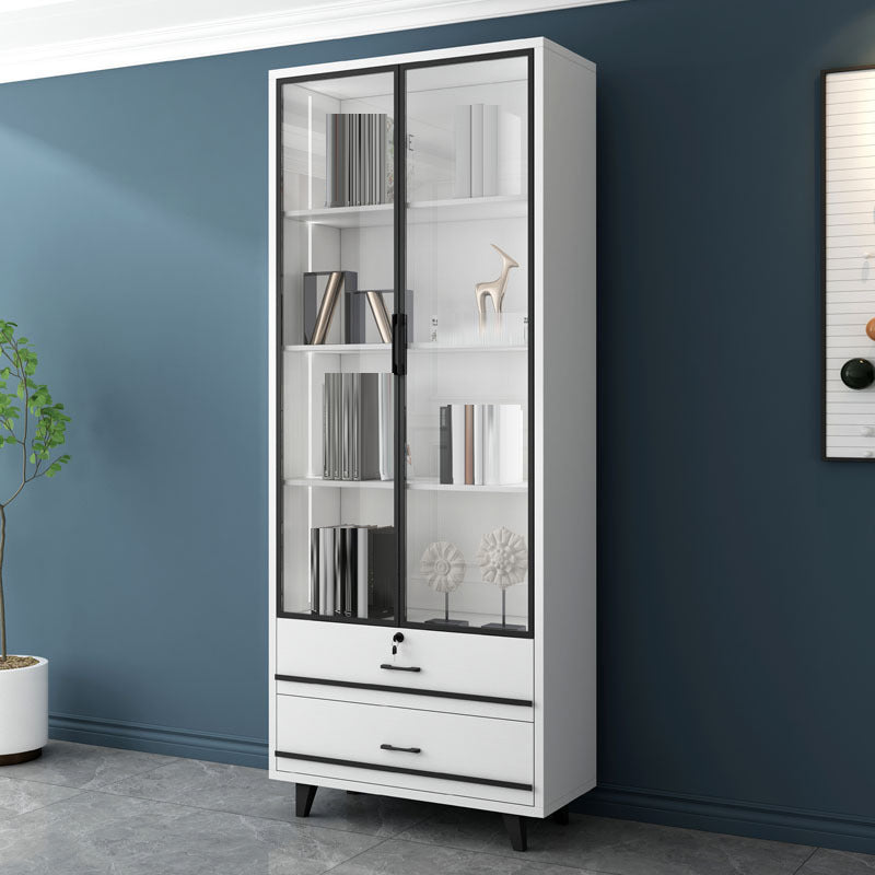 Eigentijdse boekenkast gesloten terug ontworpen houten boekenplank voor slaapkamer