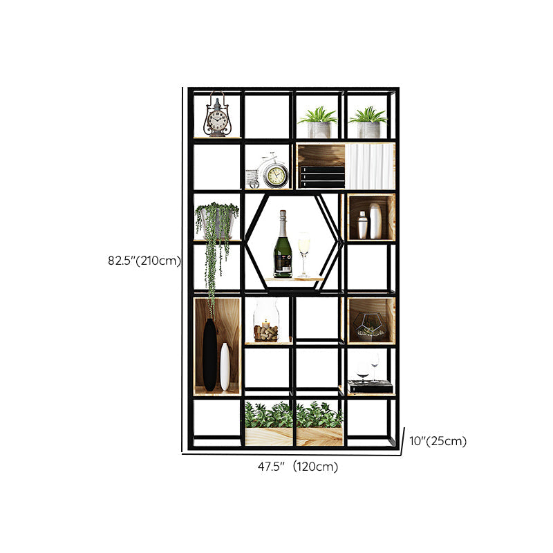 Metal and Wooden Home Shelf Bookcase Vertical Open Brown Book Shelf with Shelves