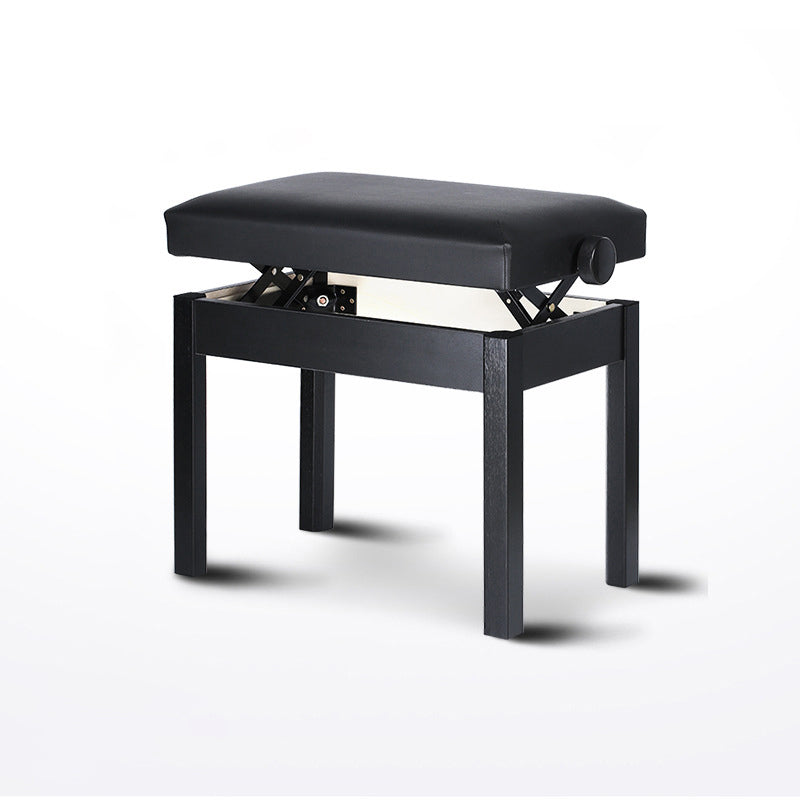 Tufted Piano Bench, Adjustable Upholstery Bench with Wood Legs 22"L x 14"W x 21"H Black Clearhalo 'Benches' 'Chairs & Seating' 'furn' 'furn_benches' 'Furniture' 'Living Room Furniture' 6140693