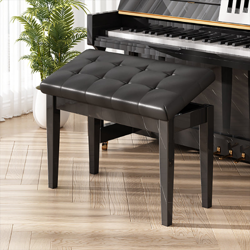 Tufted Piano Bench, Adjustable Upholstery Bench with Wood Legs 30"L x 13"W x 21"H Black Clearhalo 'Benches' 'Chairs & Seating' 'furn' 'furn_benches' 'Furniture' 'Living Room Furniture' 6140694