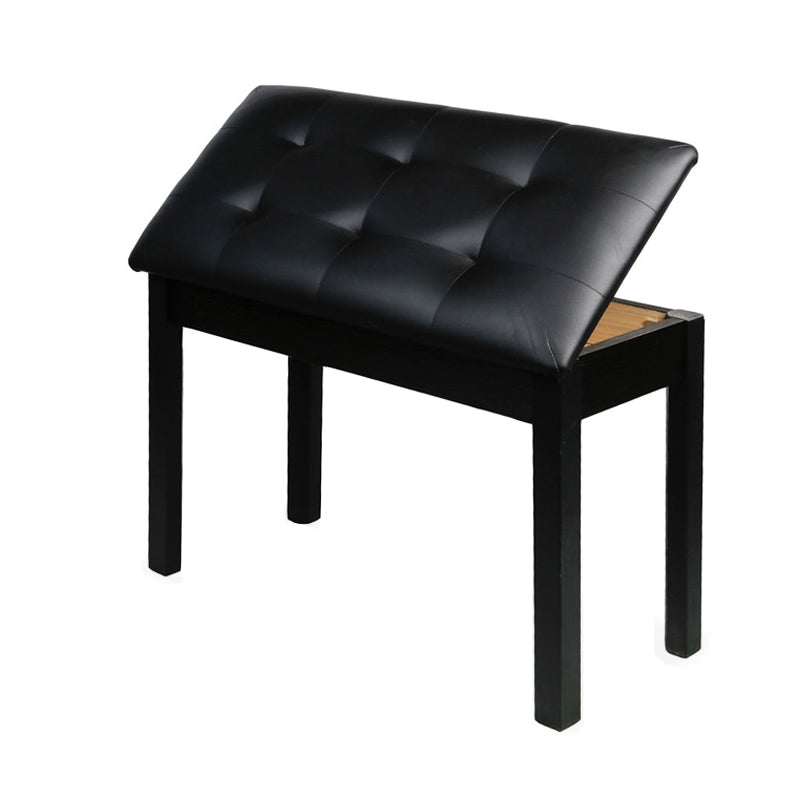 Tufted Piano Bench, Adjustable Upholstery Bench with Wood Legs Black Clearhalo 'Benches' 'Chairs & Seating' 'furn' 'furn_benches' 'Furniture' 'Living Room Furniture' 6140695