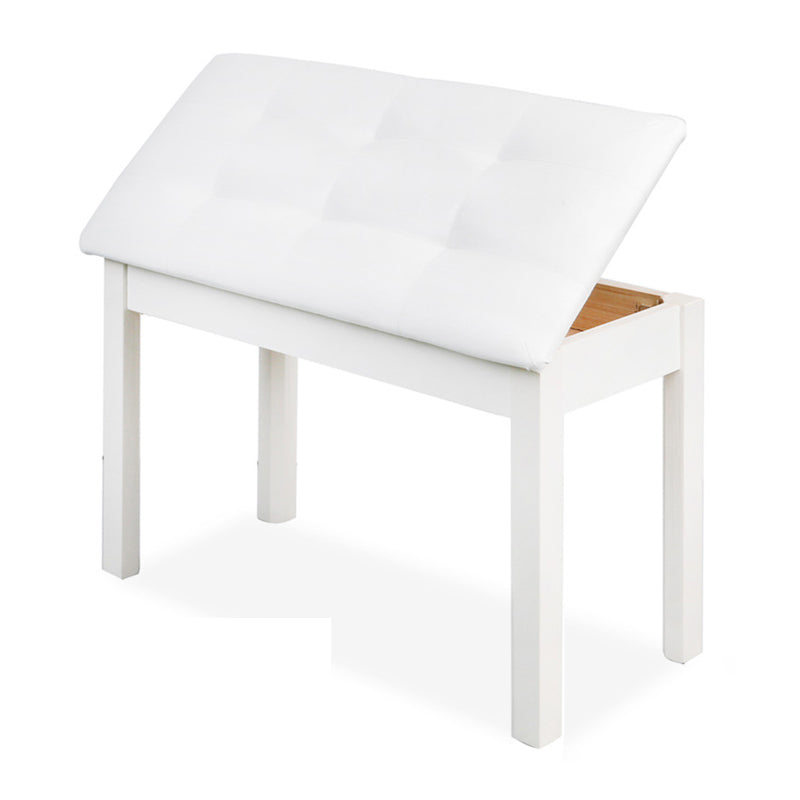 Tufted Piano Bench, Adjustable Upholstery Bench with Wood Legs White Clearhalo 'Benches' 'Chairs & Seating' 'furn' 'furn_benches' 'Furniture' 'Living Room Furniture' 6140701