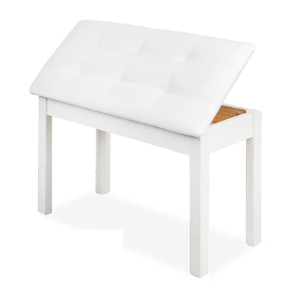 Tufted Piano Bench, Adjustable Upholstery Bench with Wood Legs White Clearhalo 'Benches' 'Chairs & Seating' 'furn' 'furn_benches' 'Furniture' 'Living Room Furniture' 6140701