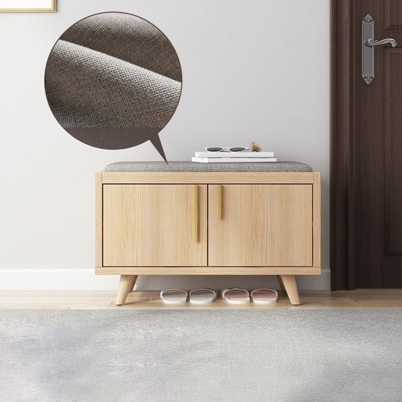 Solid Wood Entryway Bench, 20"H Upholstered Bench with 4 Legs 27.5"L x 14"W x 20"H Natural Clearhalo 'Benches' 'Chairs & Seating' 'furn' 'furn_benches' 'Furniture' 'Living Room Furniture' 6140713