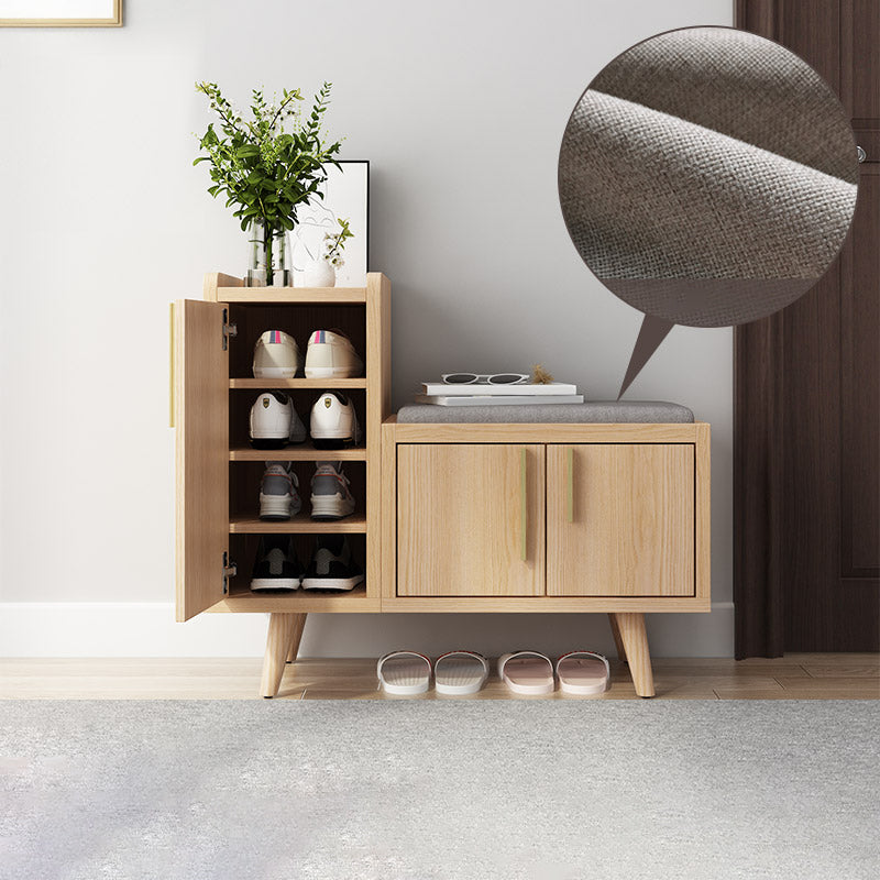 Solid Wood Entryway Bench, 20"H Upholstered Bench with 4 Legs 31"L x 14"W x 28"H Natural Clearhalo 'Benches' 'Chairs & Seating' 'furn' 'furn_benches' 'Furniture' 'Living Room Furniture' 6140714