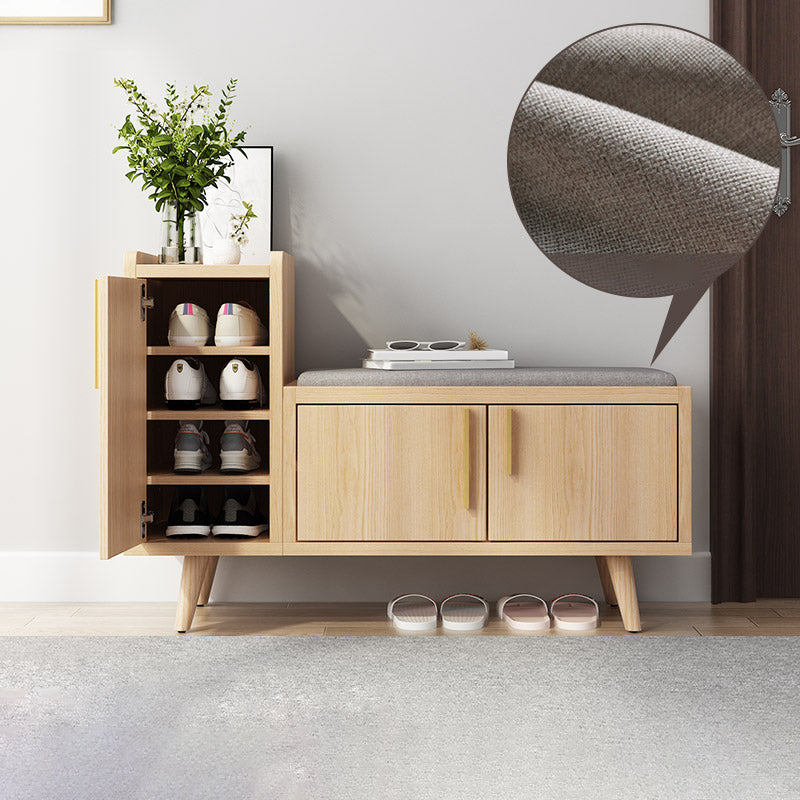 Solid Wood Entryway Bench, 20"H Upholstered Bench with 4 Legs 39"L x 14"W x 28"H Natural Clearhalo 'Benches' 'Chairs & Seating' 'furn' 'furn_benches' 'Furniture' 'Living Room Furniture' 6140716