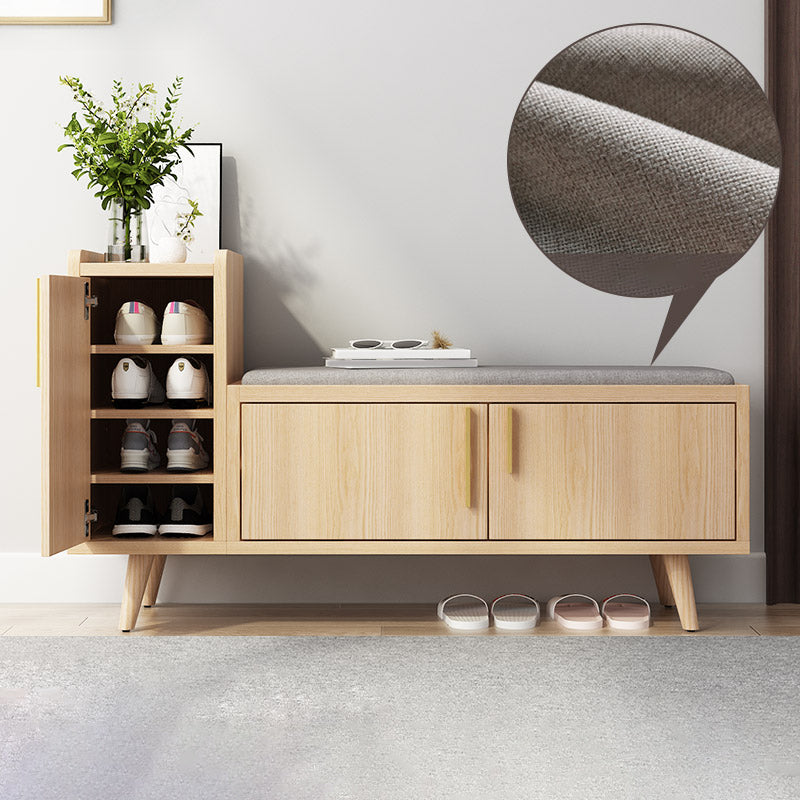 Solid Wood Entryway Bench, 20"H Upholstered Bench with 4 Legs 47"L x 14"W x 28"H Natural Clearhalo 'Benches' 'Chairs & Seating' 'furn' 'furn_benches' 'Furniture' 'Living Room Furniture' 6140719