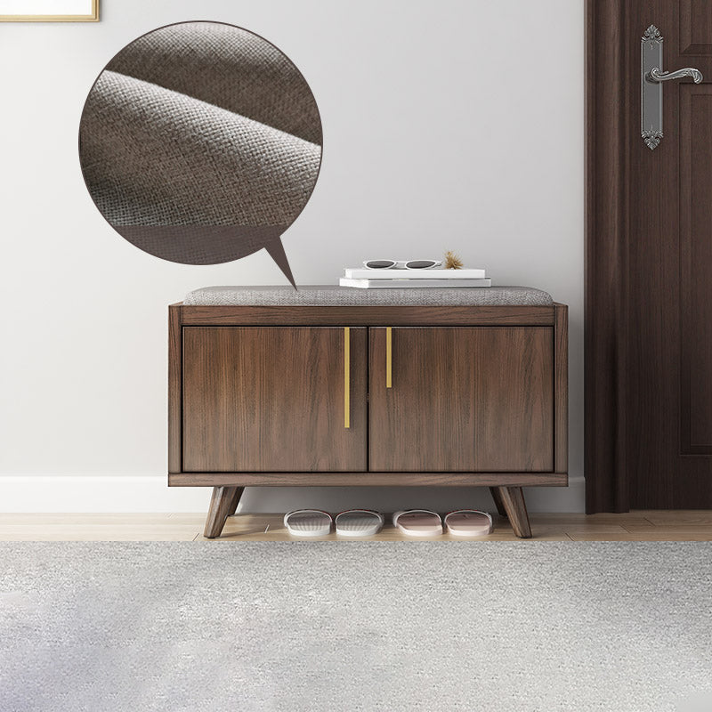 Solid Wood Entryway Bench, 20"H Upholstered Bench with 4 Legs 27.5"L x 14"W x 20"H Brown Clearhalo 'Benches' 'Chairs & Seating' 'furn' 'furn_benches' 'Furniture' 'Living Room Furniture' 6140720