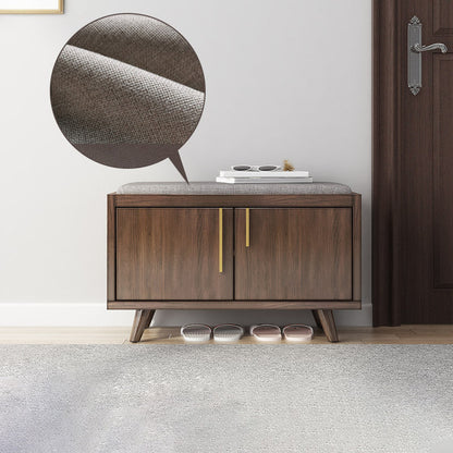 Solid Wood Entryway Bench, 20"H Upholstered Bench with 4 Legs 27.5"L x 14"W x 20"H Brown Clearhalo 'Benches' 'Chairs & Seating' 'furn' 'furn_benches' 'Furniture' 'Living Room Furniture' 6140720