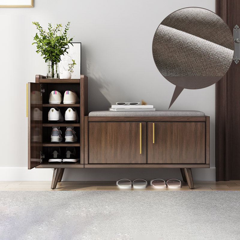 Solid Wood Entryway Bench, 20"H Upholstered Bench with 4 Legs 31"L x 14"W x 28"H Brown Clearhalo 'Benches' 'Chairs & Seating' 'furn' 'furn_benches' 'Furniture' 'Living Room Furniture' 6140722