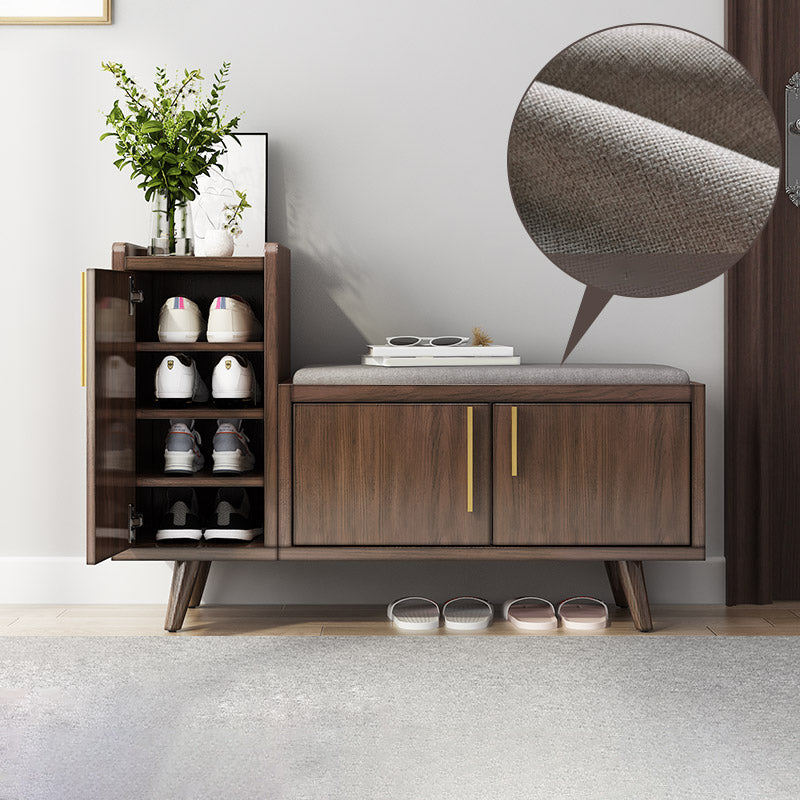 Solid Wood Entryway Bench, 20"H Upholstered Bench with 4 Legs 39"L x 14"W x 28"H Brown Clearhalo 'Benches' 'Chairs & Seating' 'furn' 'furn_benches' 'Furniture' 'Living Room Furniture' 6140724