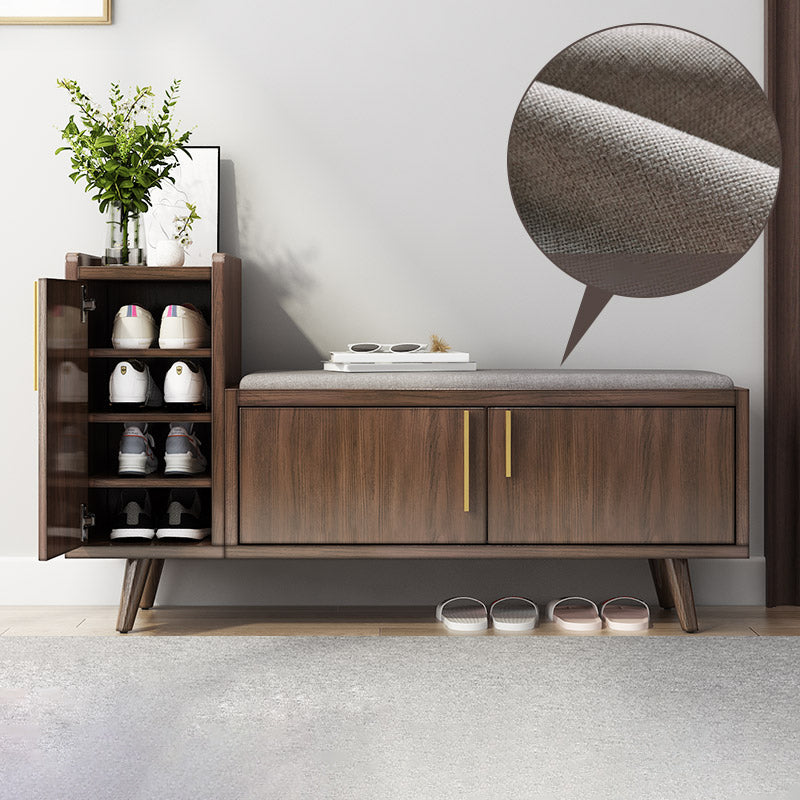 Solid Wood Entryway Bench, 20"H Upholstered Bench with 4 Legs 47"L x 14"W x 28"H Brown Clearhalo 'Benches' 'Chairs & Seating' 'furn' 'furn_benches' 'Furniture' 'Living Room Furniture' 6140726