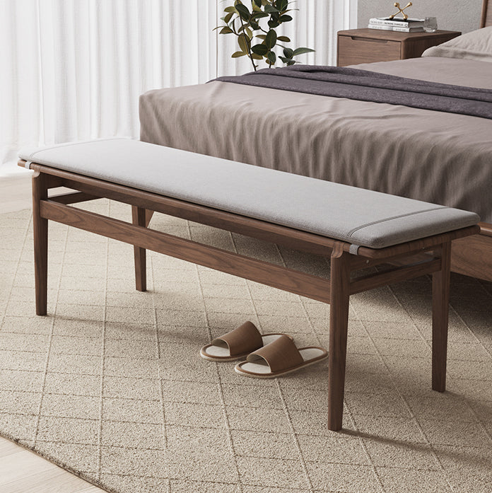 Farmhouse Wood Bedroom Bench Walnut/Natural Finish Dining Bench with Removable Cushion Clearhalo 'Benches' 'Chairs & Seating' 'furn' 'furn_benches' 'Furniture' 'Living Room Furniture' 6140761