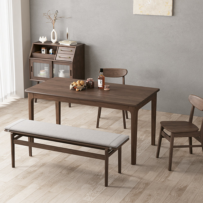 Farmhouse Wood Bedroom Bench Walnut/Natural Finish Dining Bench with Removable Cushion Clearhalo 'Benches' 'Chairs & Seating' 'furn' 'furn_benches' 'Furniture' 'Living Room Furniture' 6140777