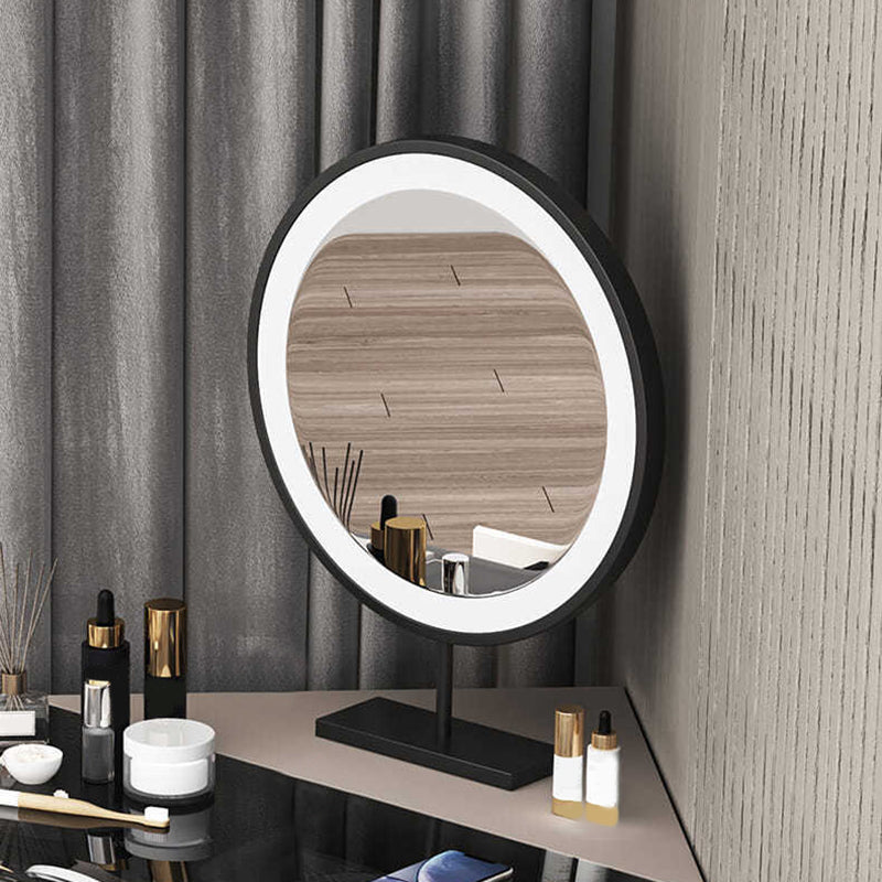 Moderne Ecke Eitelkeitstischhocker und Spiegel Set Glass Top 4-Drawer-Kommode