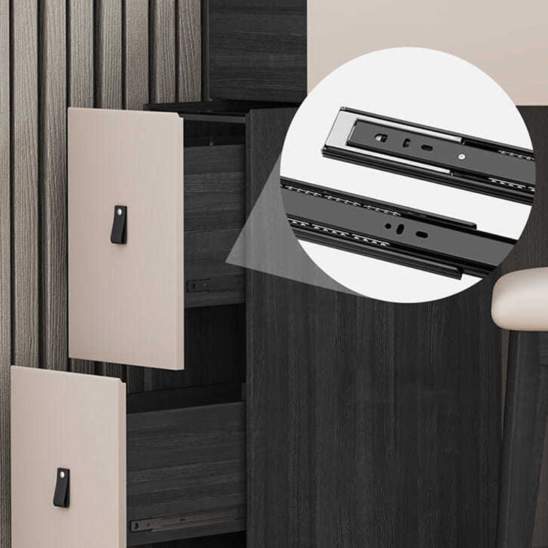 Moderne Ecke Eitelkeitstischhocker und Spiegel Set Glass Top 4-Drawer-Kommode