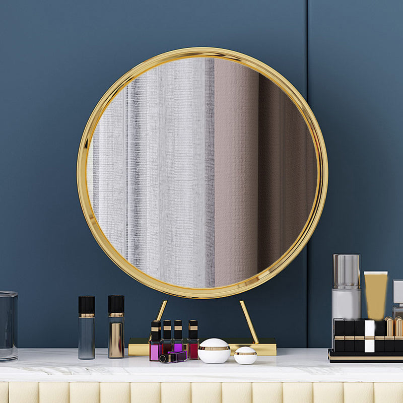 Tavolo da toeletta per vanità ovali top in pietra tavolo da trucco in metallo a specchio