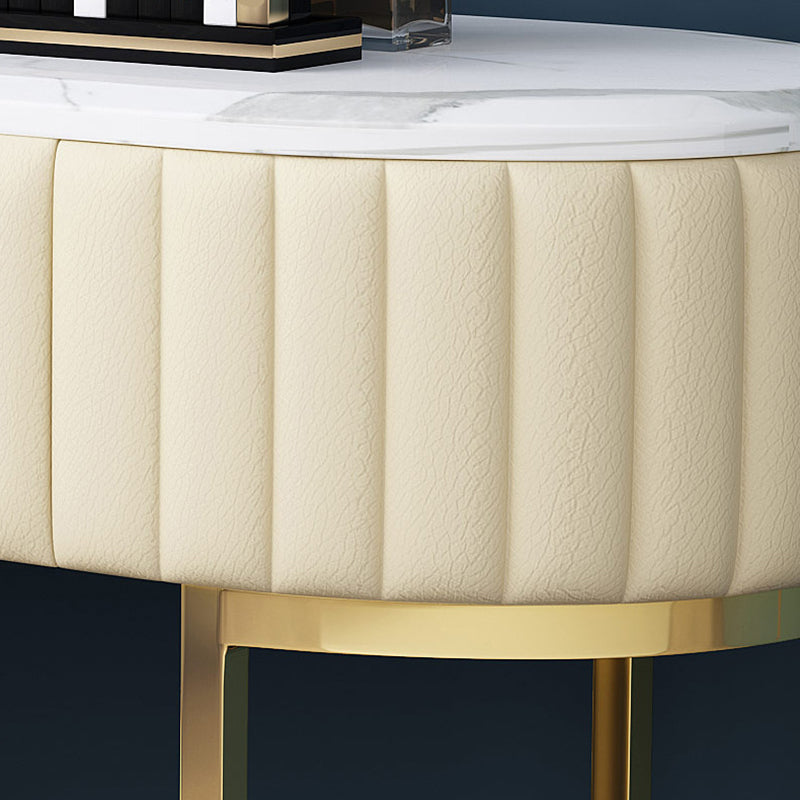 Tavolo da toeletta per vanità ovali top in pietra tavolo da trucco in metallo a specchio