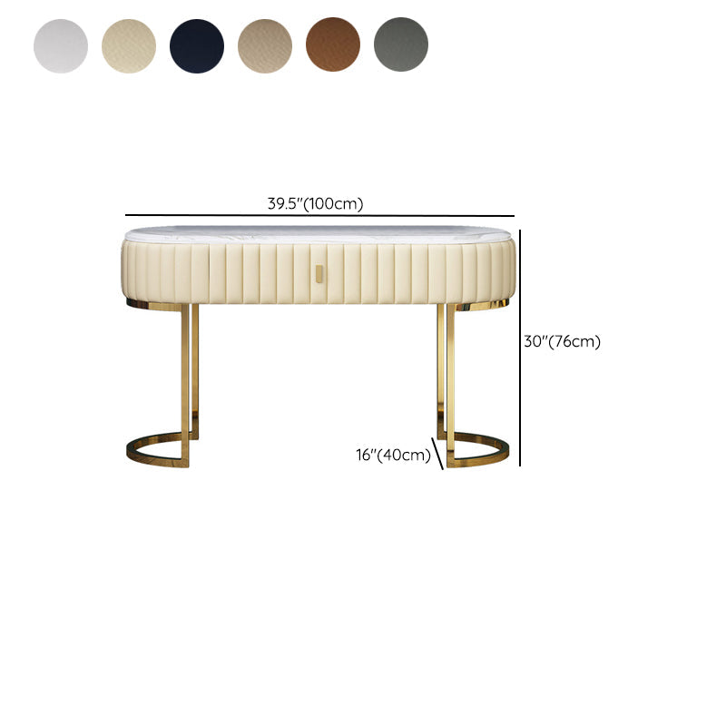 Tavolo da toeletta per vanità ovali top in pietra tavolo da trucco in metallo a specchio