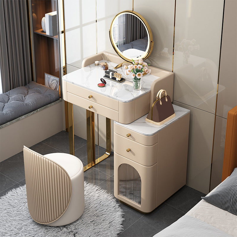5 Storage Drawers Makeup Vanity Desk Stone Top Dressing Table Clearhalo 'Bedroom Furniture' 'furn' 'furn_makeup_vanities' 'Furniture' 'Makeup Vanities' 'makeup_vanities' 6140885