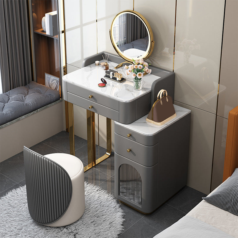 5 Storage Drawers Makeup Vanity Desk Stone Top Dressing Table Clearhalo 'Bedroom Furniture' 'furn' 'furn_makeup_vanities' 'Furniture' 'Makeup Vanities' 'makeup_vanities' 6140887