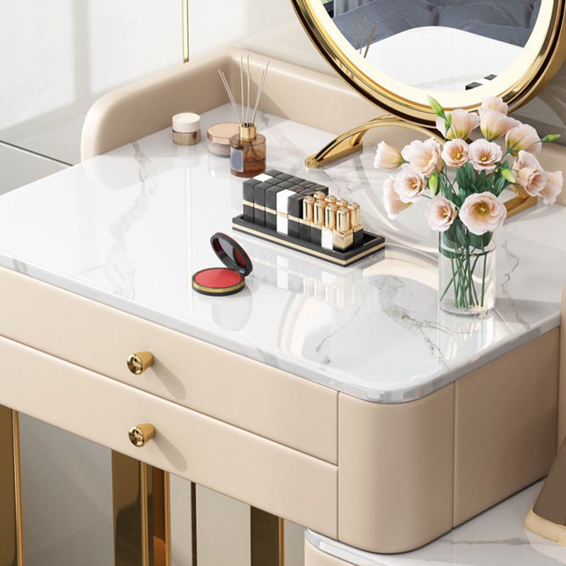 5 Storage Drawers Makeup Vanity Desk Stone Top Dressing Table Clearhalo 'Bedroom Furniture' 'furn' 'furn_makeup_vanities' 'Furniture' 'Makeup Vanities' 'makeup_vanities' 6140890