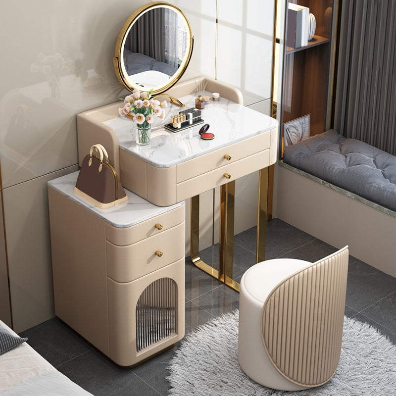 5 Storage Drawers Makeup Vanity Desk Stone Top Dressing Table Clearhalo 'Bedroom Furniture' 'furn' 'furn_makeup_vanities' 'Furniture' 'Makeup Vanities' 'makeup_vanities' 6140894
