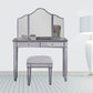2 Drawers Mirrored Makeup Table and Stool Set Vanity for Women in Silver Clearhalo 'Bedroom Furniture' 'furn' 'furn_makeup_vanities' 'Furniture' 'Makeup Vanities' 'makeup_vanities' 6140902