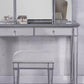 2 Drawers Mirrored Makeup Table and Stool Set Vanity for Women in Silver Clearhalo 'Bedroom Furniture' 'furn' 'furn_makeup_vanities' 'Furniture' 'Makeup Vanities' 'makeup_vanities' 6140909