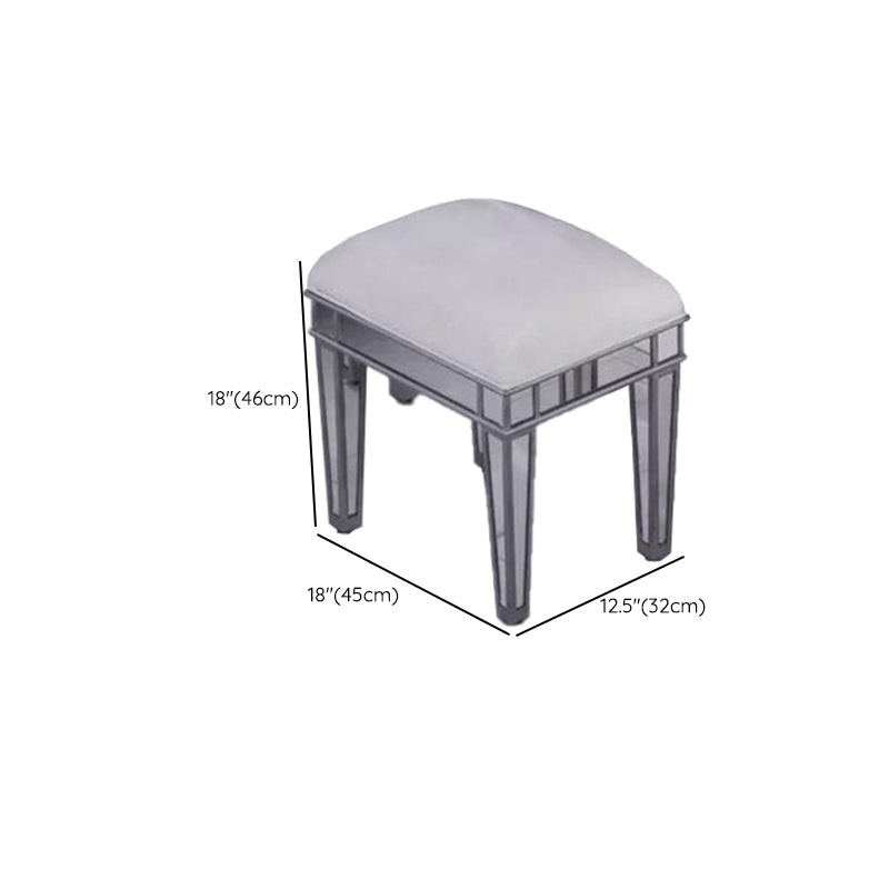 2 Drawers Mirrored Makeup Table and Stool Set Vanity for Women in Silver Clearhalo 'Bedroom Furniture' 'furn' 'furn_makeup_vanities' 'Furniture' 'Makeup Vanities' 'makeup_vanities' 6140918