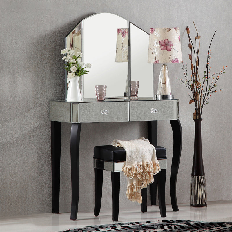 Tabla de tocador de espejo tri-plegable Juego de tocador de 21.5 "de ancho de 2 cavadores de ancho de ancho de ancho