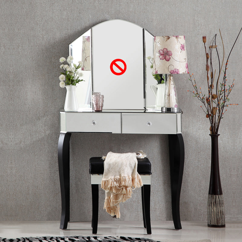 Tabla de tocador de espejo tri-plegable Juego de tocador de 21.5 "de ancho de 2 cavadores de ancho de ancho de ancho