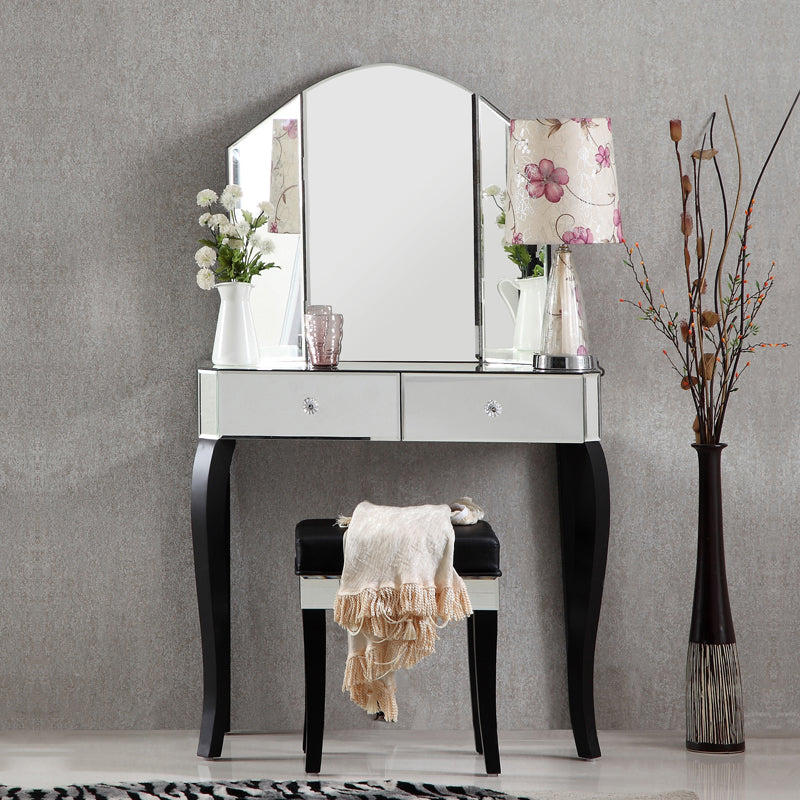 Tabla de tocador de espejo tri-plegable Juego de tocador de 21.5 "de ancho de 2 cavadores de ancho de ancho de ancho