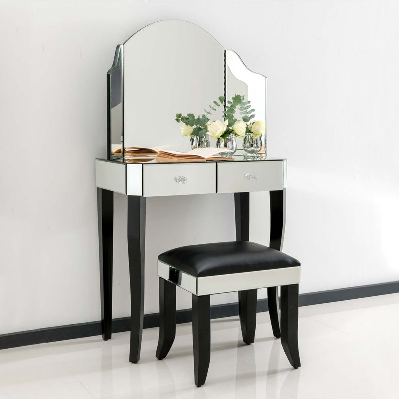 Tabla de tocador de espejo tri-plegable Juego de tocador de 21.5 "de ancho de 2 cavadores de ancho de ancho de ancho