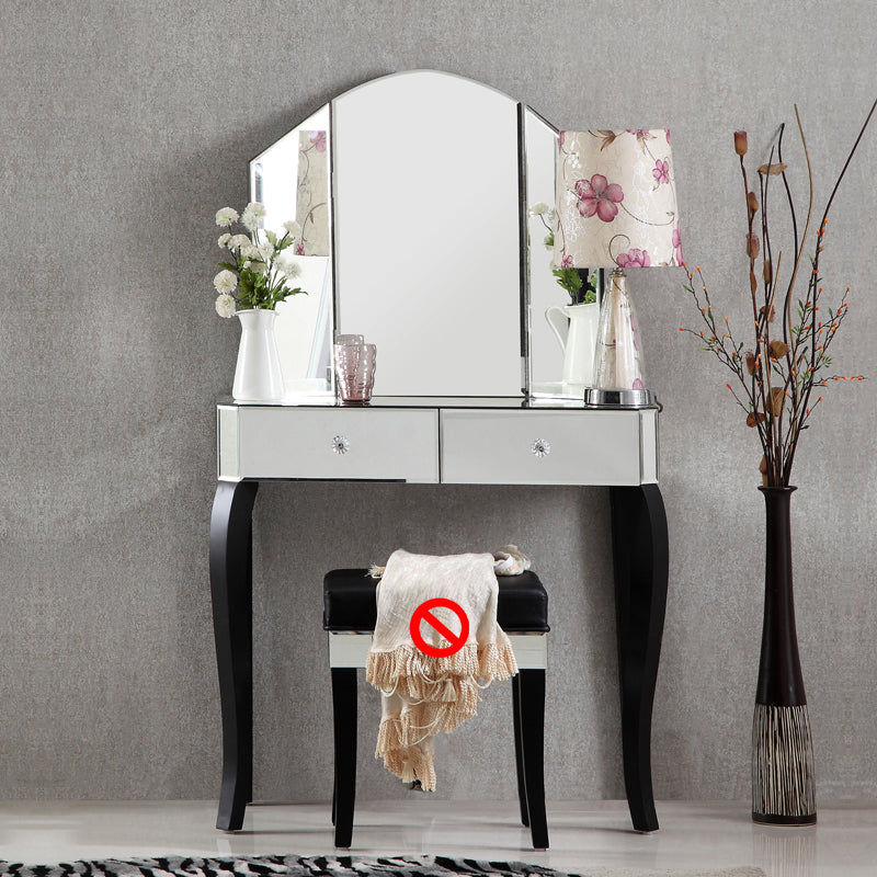 Tabla de tocador de espejo tri-plegable Juego de tocador de 21.5 "de ancho de 2 cavadores de ancho de ancho de ancho