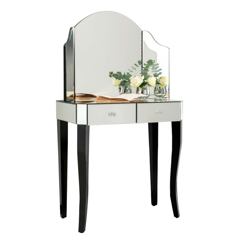 Tabla de tocador de espejo tri-plegable Juego de tocador de 21.5 "de ancho de 2 cavadores de ancho de ancho de ancho
