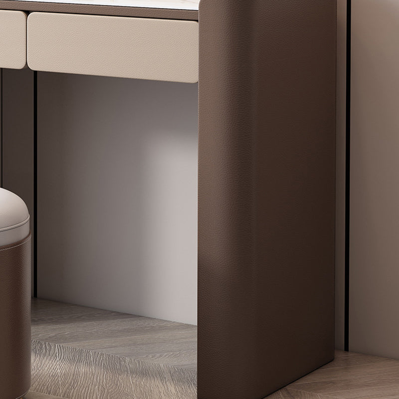 2/5 Schublade fester Holzverkesseltisch Brauner Make -up -Eitelkeitstisch