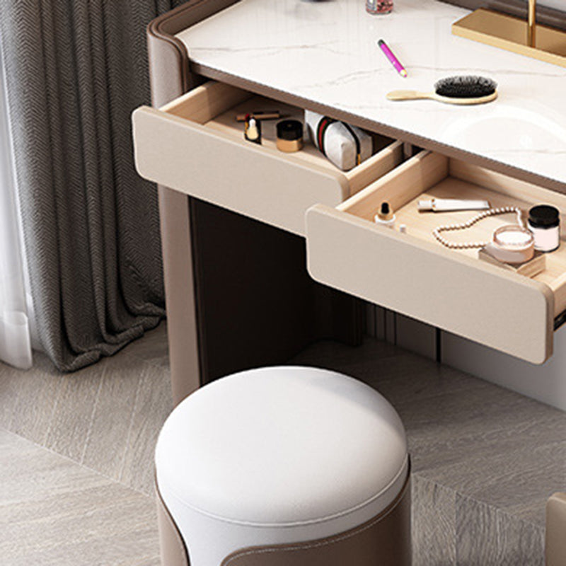 2/5 Schublade fester Holzverkesseltisch Brauner Make -up -Eitelkeitstisch