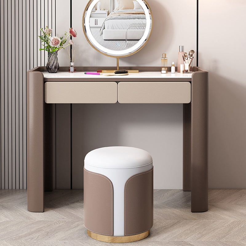 2/5 Schublade fester Holzverkesseltisch Brauner Make -up -Eitelkeitstisch