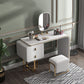Tavolo da tavolo da vanità in pelle finta 28,7 "h glam 2 cassetti tavolo da trucco vanità