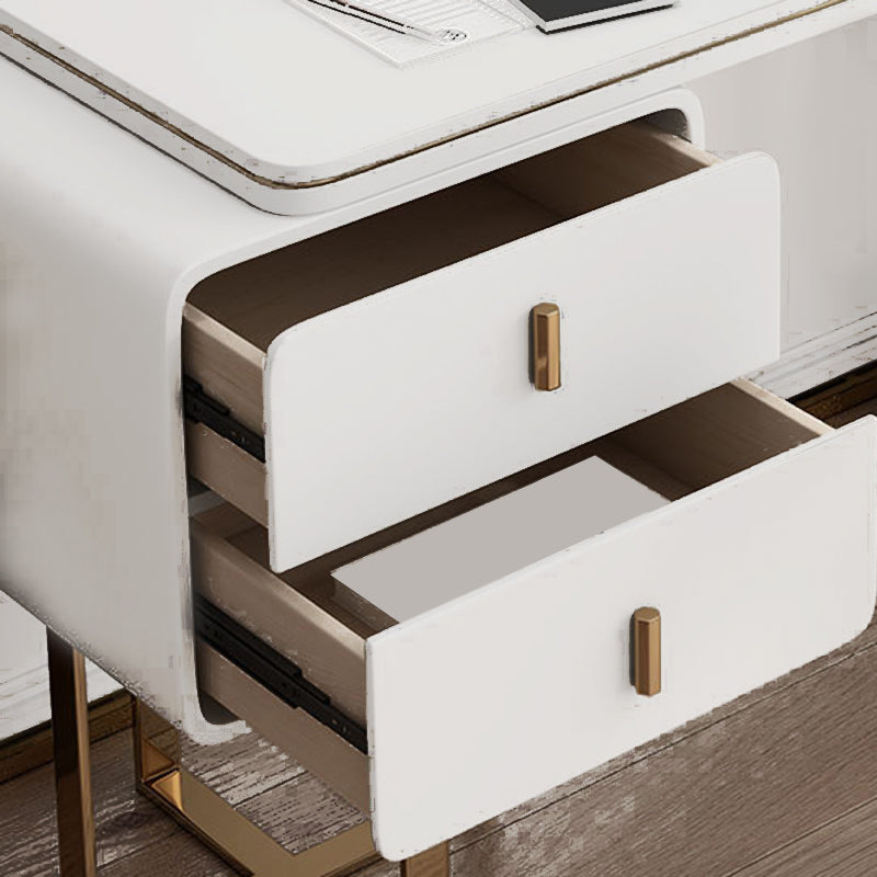 Tavolo da tavolo da vanità in pelle finta 28,7 "h glam 2 cassetti tavolo da trucco vanità