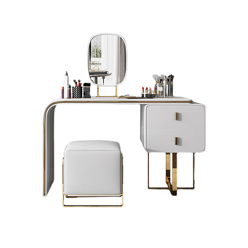 Tavolo da tavolo da vanità in pelle finta 28,7 "h glam 2 cassetti tavolo da trucco vanità