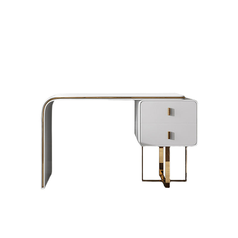 Tavolo da tavolo da vanità in pelle finta 28,7 "h glam 2 cassetti tavolo da trucco vanità