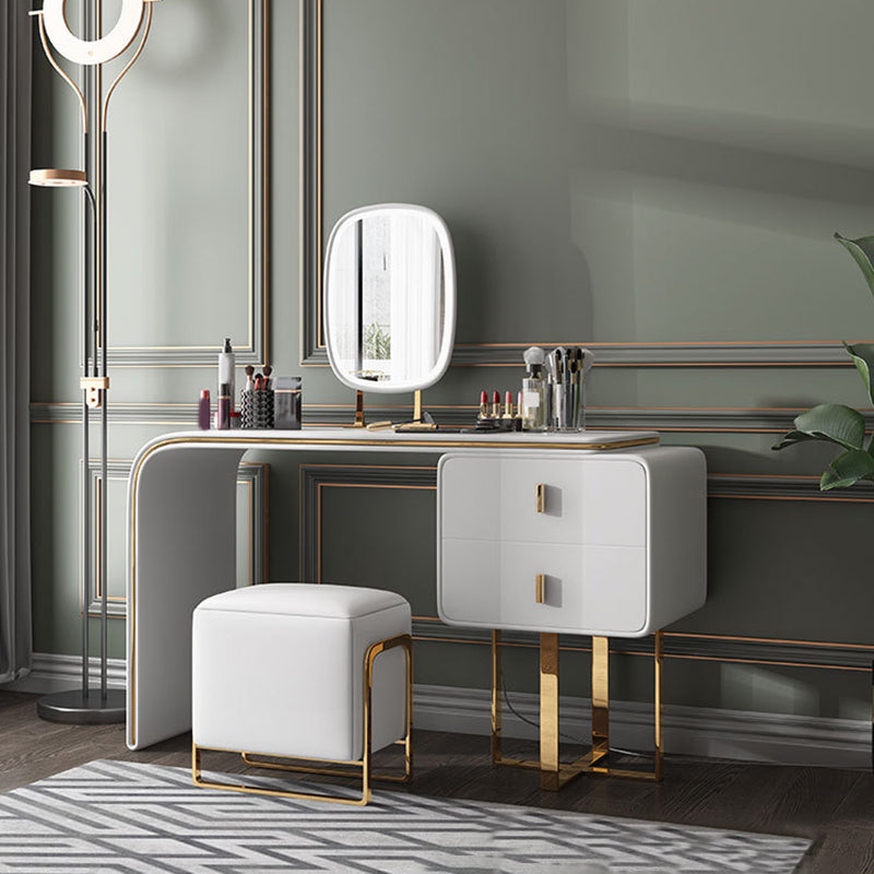 Tavolo da tavolo da vanità in pelle finta 28,7 "h glam 2 cassetti tavolo da trucco vanità